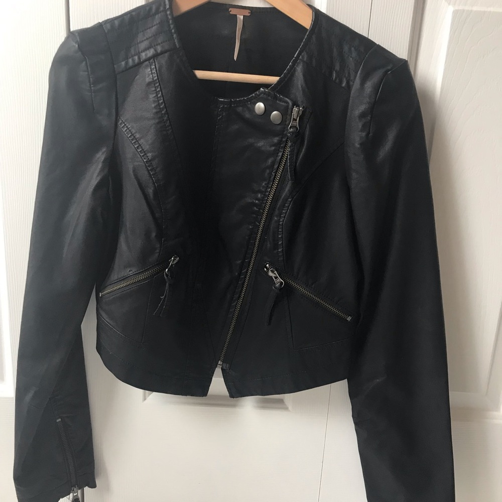 Free People Faux Leather Jacket size 4